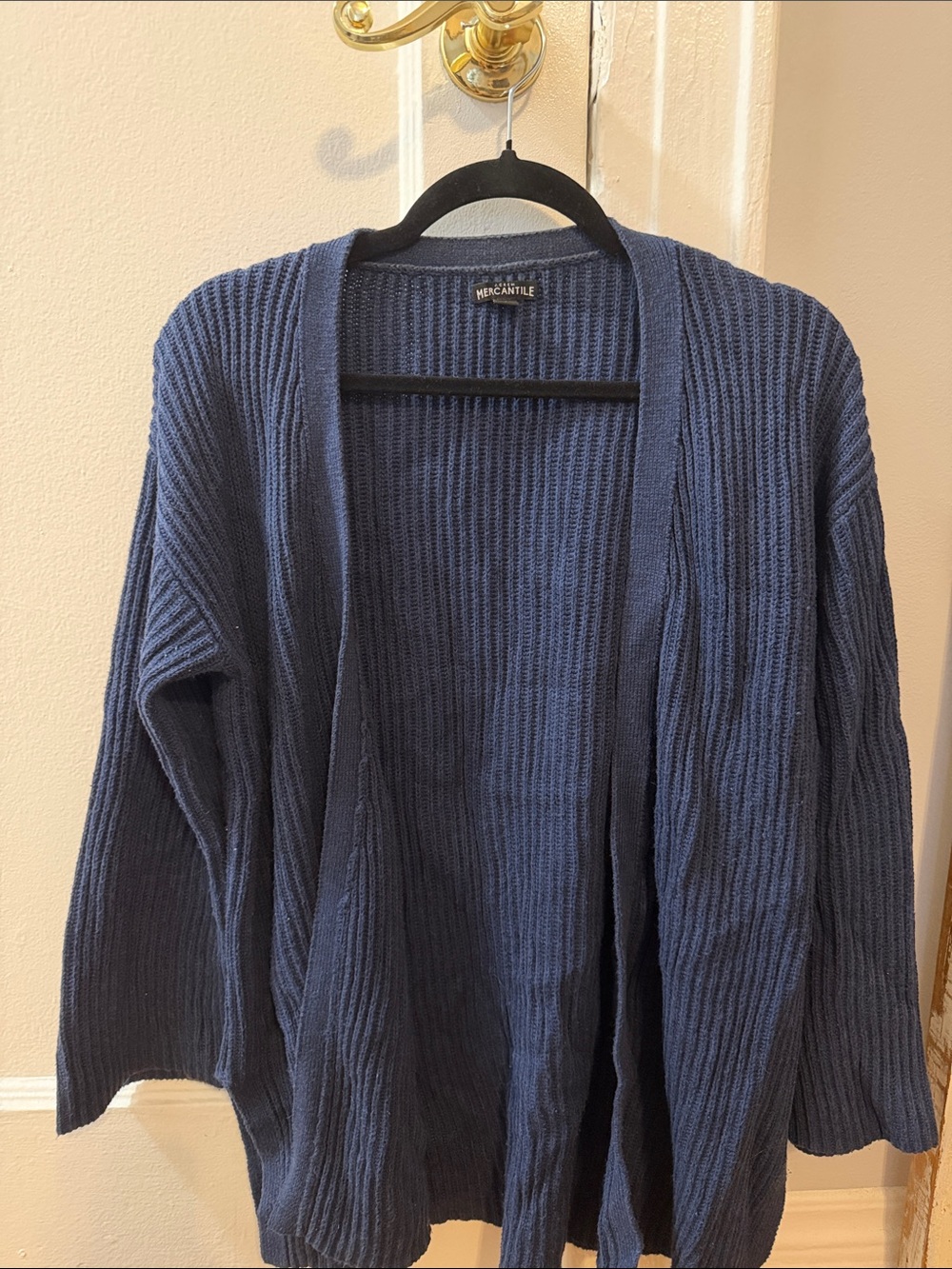 J. Crew Open-Front Ribbed Cardigan in Navy